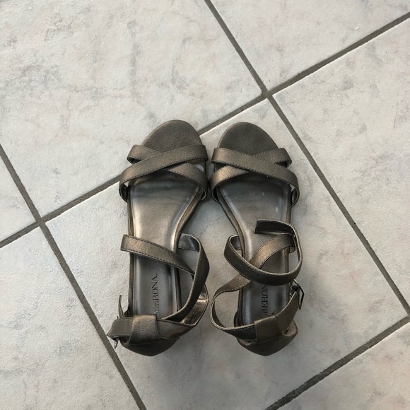 metallic grey sandals